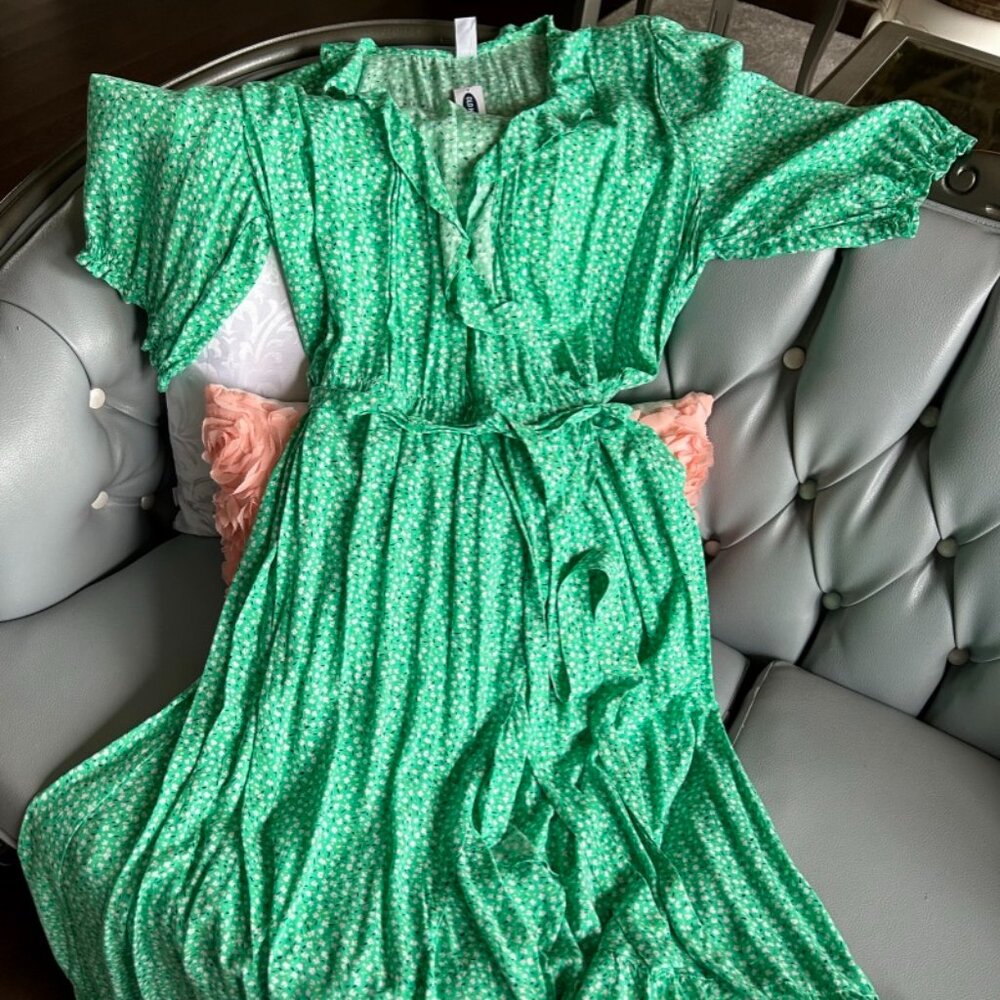 BNWT Green Wrap Midi Dress Sz XL tall from Old Navy